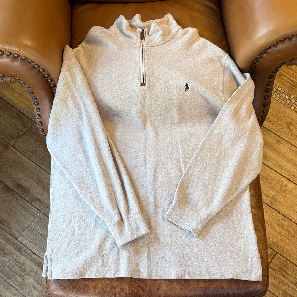 Mens Polo Ralph Lauren LS Lux Jersey Half Zip Sz XL Tall Expedition Dune Heather